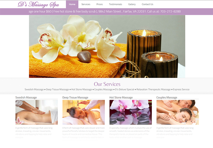 Web Design D's Massage Spa Website